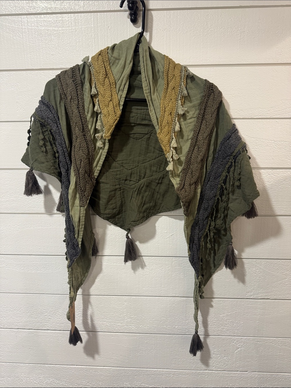 NWT- Blarney Boho Olive Multi-Panel Shawl Jacket- OS